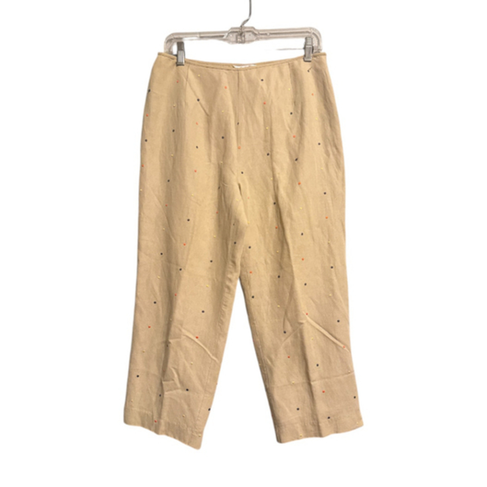Vintage Richard Malcom Irish Linen Silk Polka Dot Pants Side Zipper Sz 10